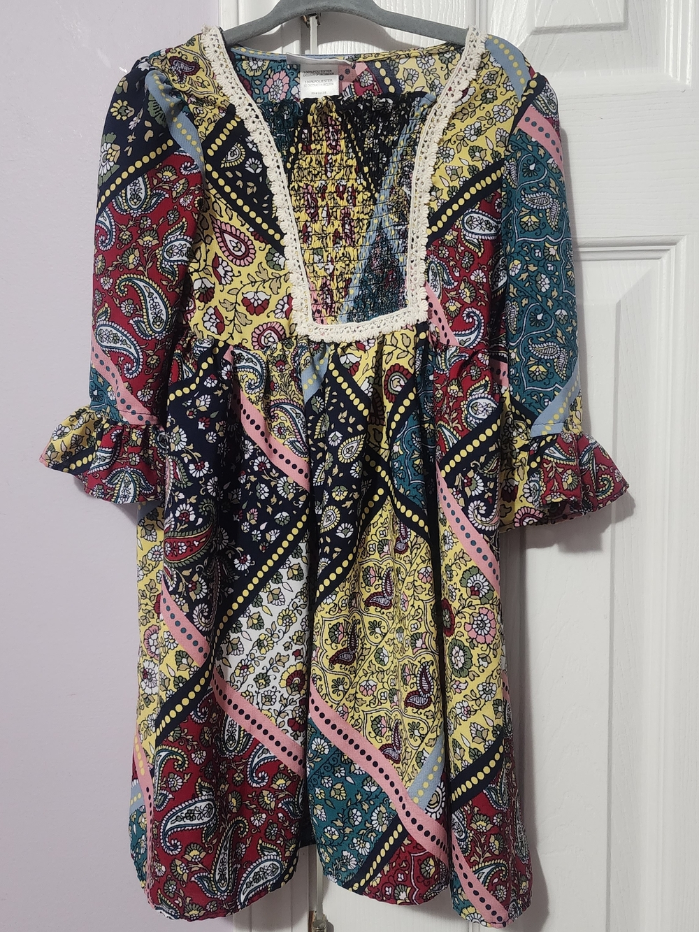 Girls' Multicolor Paisley Boho Dress